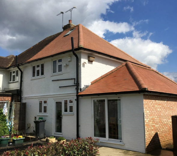 Re-roofed house with a new tile roof, Hampshire